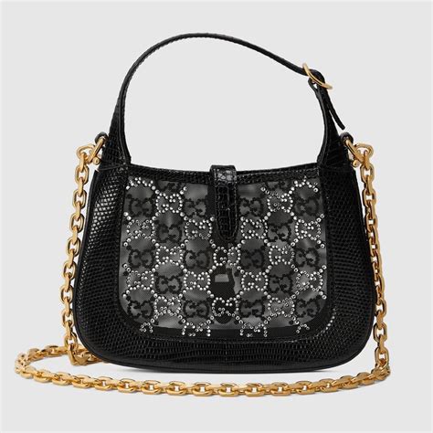 crystal lizard jackie gucci|Gucci Lizard Mesh Crystal GG Monogram Mini Jackie 1961 Hobo .